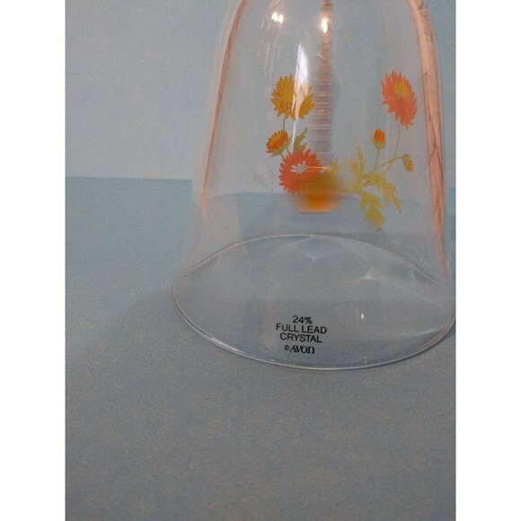 Vintage Avon Clear Glass 24% Full Lead Crystal  Decorative Bell Floral Design - Picture 6 of 8